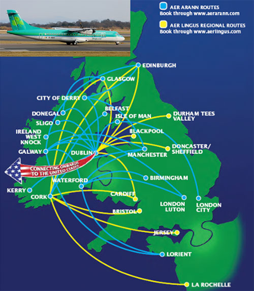 aer lingus route map north america