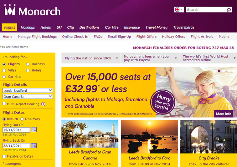 Monarch Airlines links LBA to LPA