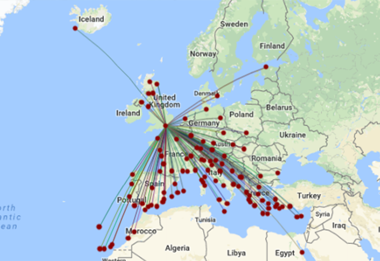 Easyjet Flight Route Map